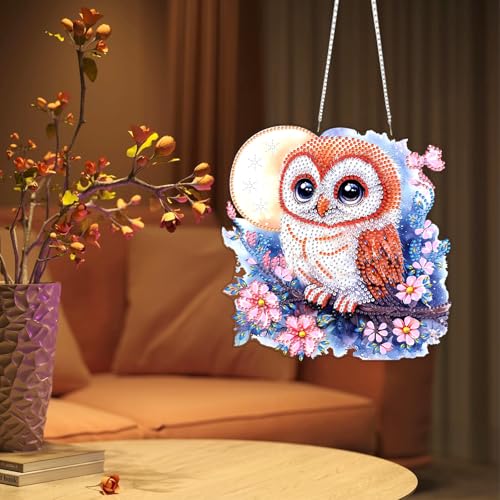 DIY Adorable Owl Diamond Painting Hanging Ornament