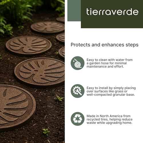 Tierra Verde 4 Pack 18" x 18" Tropical Leaf Decorative Stepping Stones