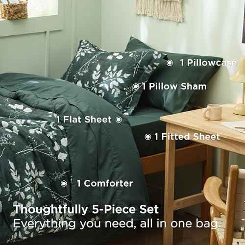 Floral Forest Green Comforter Set