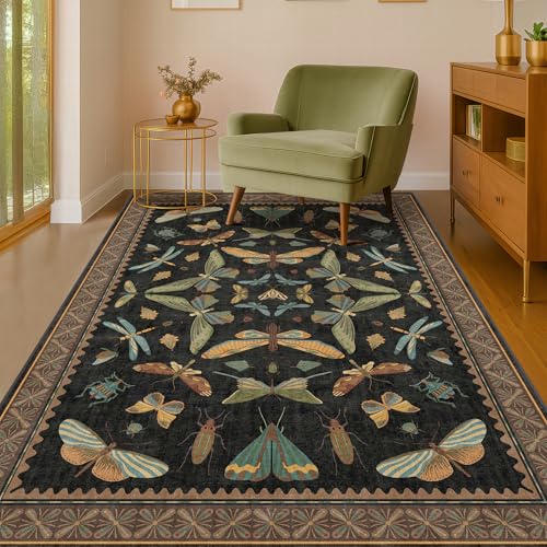 Washable 5x7 Black Rug for Living Room (35 Sq Ft)