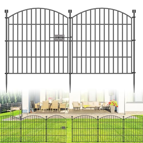 10 Panel No Dig Decorative Garden Fence with Gate 24" H x 20'L Dog Barrier (4.34 Sq Ft)