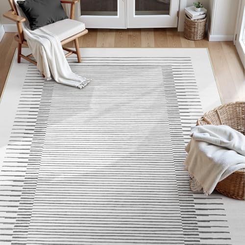5x7 Washable Striped Living Room Area Rug (35 Sq Ft)