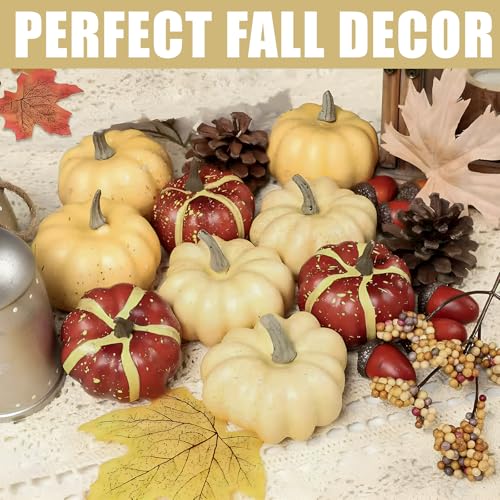 23Pcs Fake Pumpkins Fall Thanksgiving Decorations (23 Count)
