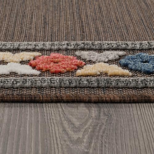 Outdoor Runner Rug 2x7 Modern Floral Bordered Area Rugs for Indoor and Outdoor Patio Easy to Clean Non Shedding Living Room Porch Garden Washable Outside Carpet