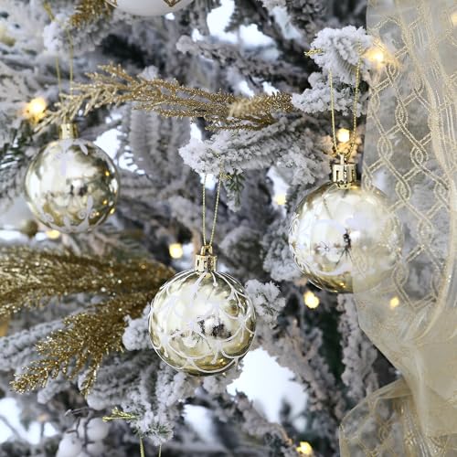 30 Pack Glitter Print Contrast Color Christmas Ball Ornaments (30 Count)