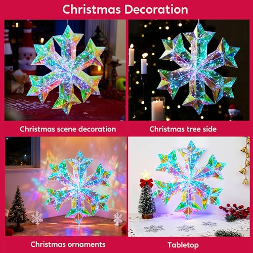 Lighted Prismatic Iridescent Christmas Decorations with LED Lights (Snowflake)