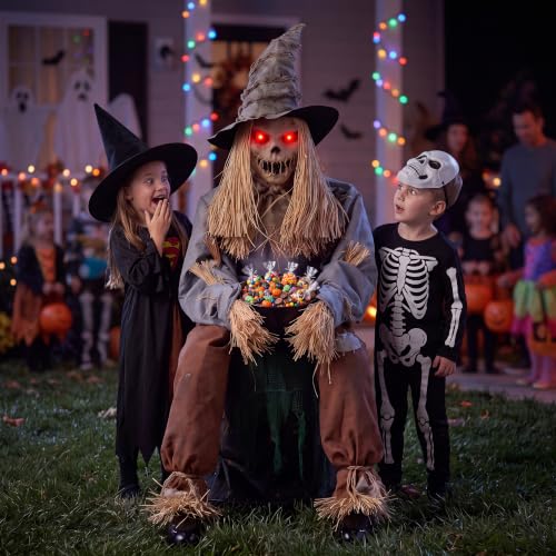 49" Halloween Animatronic Sitting Scarecrow