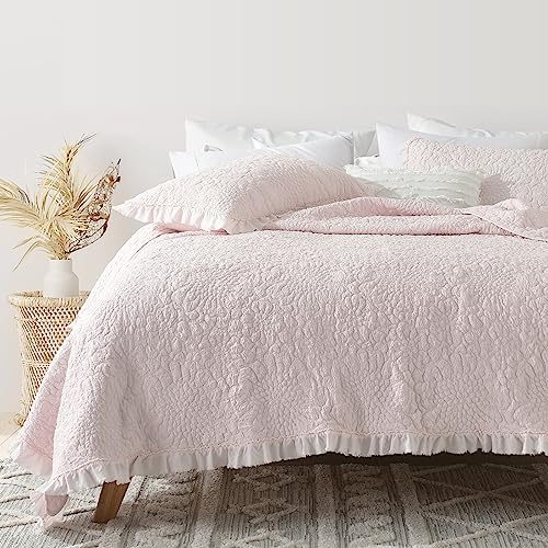 Pink Ruffled Quilt King Size