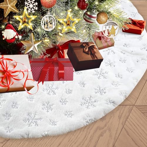 48inch White Christmas Tree Skirt Tree Carpet Blanket