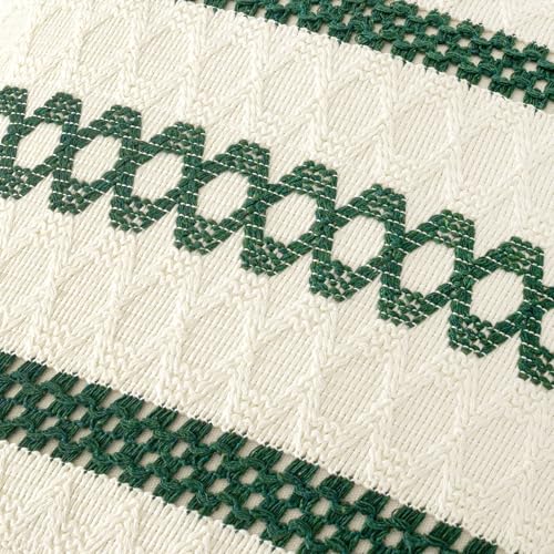 Set of 2 Dark Green Boho Christmas Decorative Pillow Covers 20x20 Inch (2 Count)