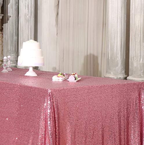 Sequin Tablecloth 90x132 Inch Fuchsia Pink for Wedding Party