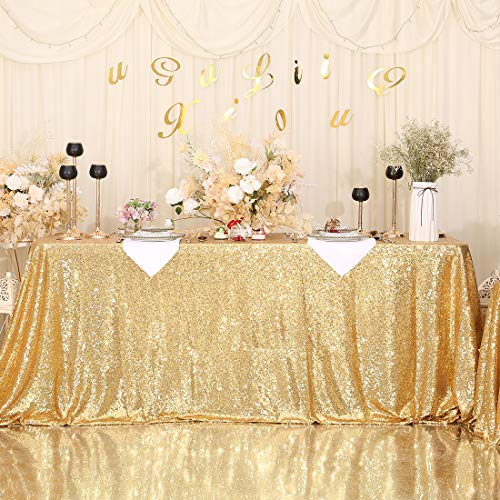 Sequin Tablecloth 90x132 Inch Gold for Wedding Party