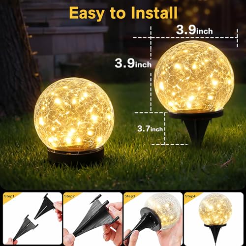 12 Pack 3.9" Solar Garden Lights Outdoor Waterproof