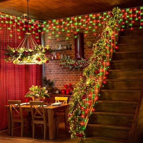 Red and Green Christmas Lights Outdoor Icicle Lights for Outside 66ft 640L