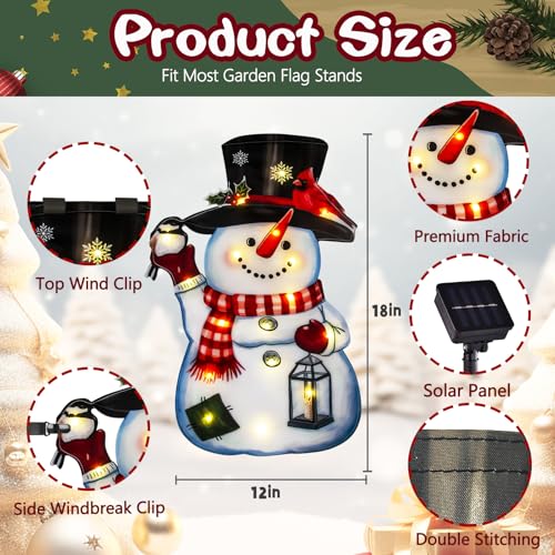 Lighted Christmas Snowman Garden Flag
