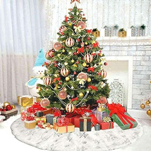 48inch White Christmas Tree Skirt Tree Carpet Blanket