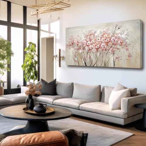 Home Decor Pink Blossom Hand Painted 30x60 Inch Colorful Wall Art Large Canvas Wall Art for Living Room Bedroom Office Kitchen