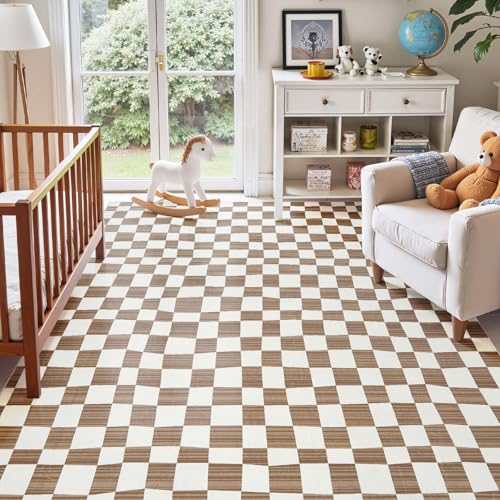 6x9 Area Rug Washable Modern Checkered Rug for Kids Room (54 Sq Ft)