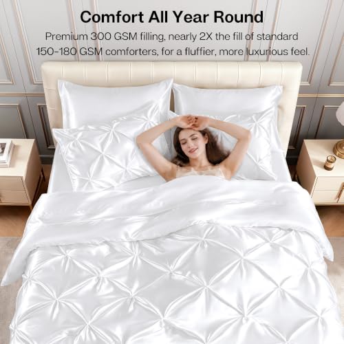 Satin Twin XL Comforter Set White