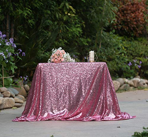 Sequin Tablecloth 50x72 Inch Fuchsia Pink for Wedding Party