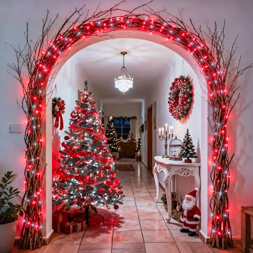 2 Pack Red and White Battery Christmas Lights (100 Count)