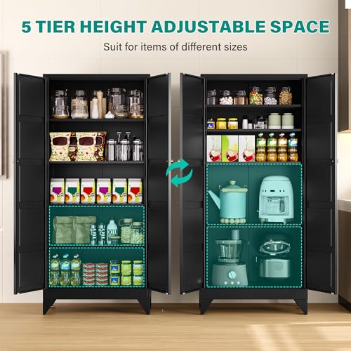 Pantry Storages Cabinet with 2 Doors and 5 Shelves