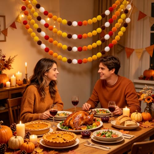 4 Pack Fall Felt Ball Garlands (26.5 Foot)