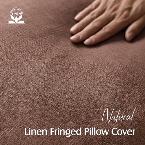 Decorative Linen Fringe Throw Pillow Covers 22×22 Inch (2 Count)