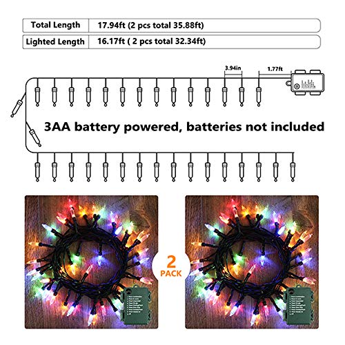 Multicolor Christmas Lights Battery (100 Count)
