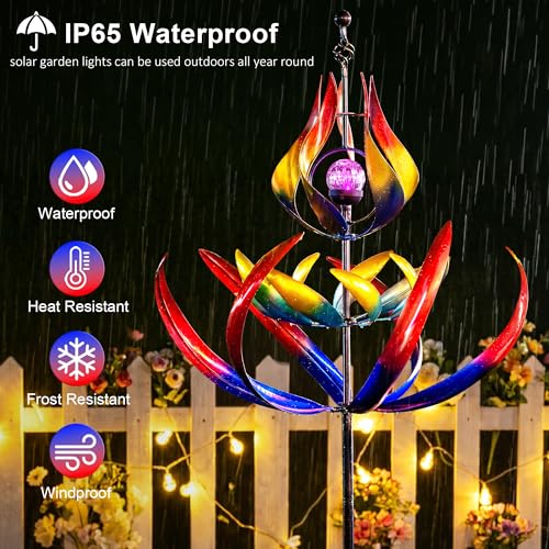 107" Large Solar Wind Spinner Outdoor Metal