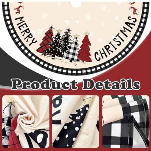 Christmas Tree Skirt 48 Inches Black White Buffalo Plaid