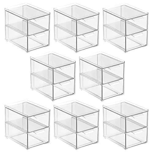 Stackable Storage Containers Box with 2 Pull (8 Count)