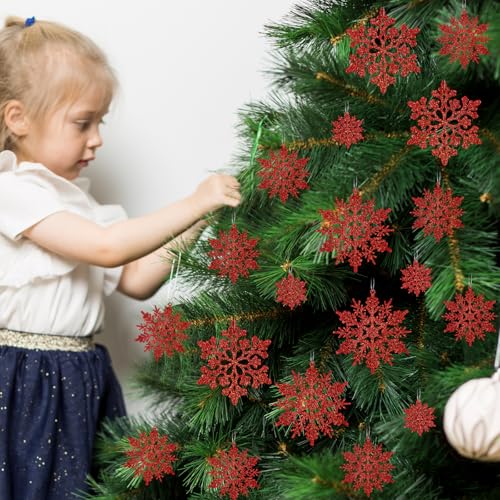 36pcs Red Christmas Snowflake Ornaments (36 Count)