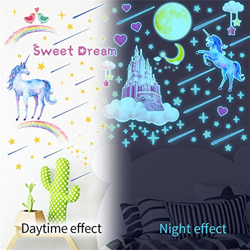 Glow in The Dark Unicorn Castle Wall Decals