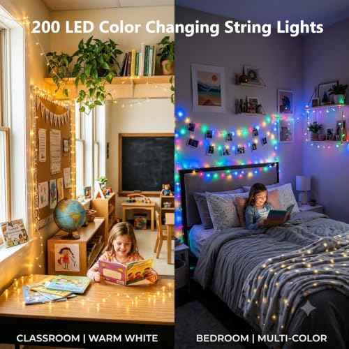 200 LED Warm White & Multicolor Color Changing String Lights (66 Foot)