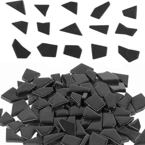 Black Glass Mosaic Tiles for Crafts Bulk (7.05 Ounce)