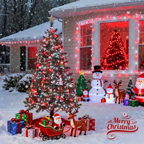 2 Pack Red and White Battery Christmas Lights (100 Count)