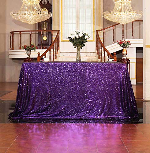 Sequin Tablecloth 60x120 Inch Purple for Wedding Halloween Party