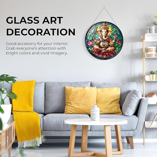 Diwali Ganesh Elephant God Stained Glass Suncatcher Window Hangings