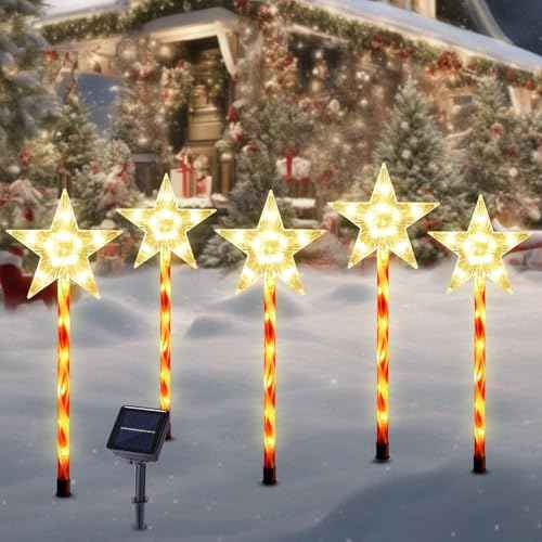 Solar Christmas Star Pathway Lights Outdoor Decorations