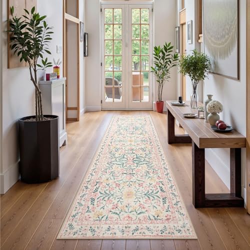 Floral Washable Runner Rug