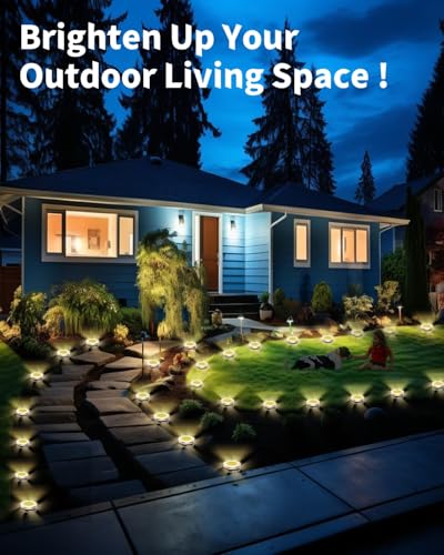 18 Pack Outdoor Solar Ground Lights with 4 Side Light（Warm White） (18 Count)
