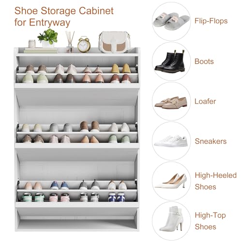 Shoe Cabinet with 3 Flip Drawers