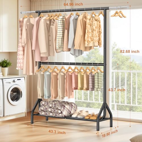 Double Rod Clothing Rack Load 622 LBS