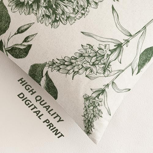 Set of 2 Linen Floral Throw Pillow Covers Neutral Vintage Print Decorative Cozy Cushion Covers Farmhouse Boho Home Decor for Sofa Chair Couch Bedroom Living Room