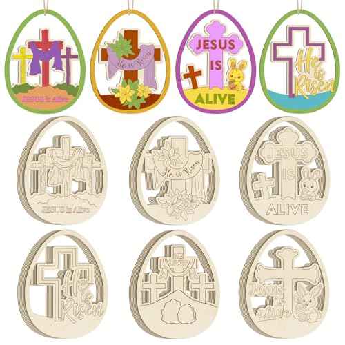36PCS Wooden Easter Ornaments to Paint (36 Count)