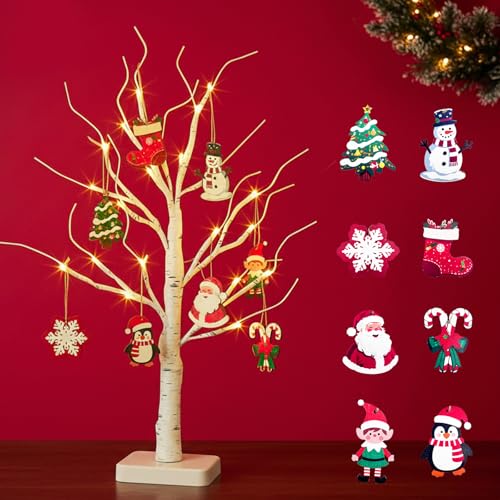Lighted Birch Tree with Ornaments