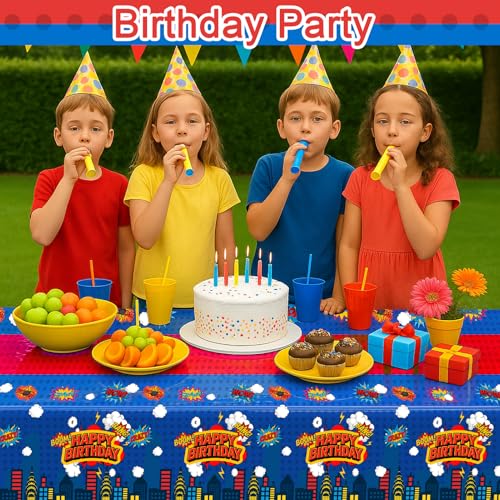 3 Piece Party Tablecloth Rectangle Table Covers for Birthday Party Decorations (3 Count)