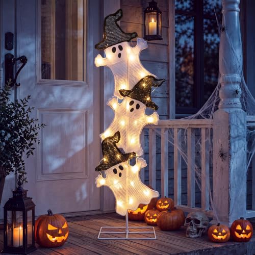 Halloween Ghost Lights 41 Inch H Pre (Black,White / Ghost)
