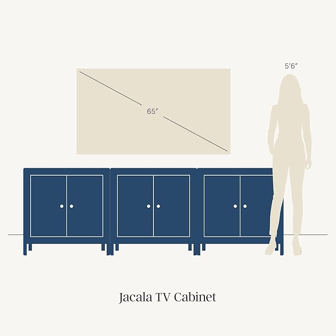 Nathan James Jacala Mid Century Modern Media Console Cabinet or TV Stand, Entryway Storage Cabinet with Doors and Wood Frame, Raw Oak, Set of 3